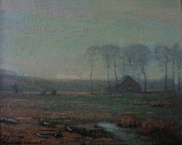 Benjamin Eggleston Farmhouse at Dusk 8x10 Oil on Board