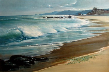 Calderon Peaceful Shore 24x36 oil on canvas