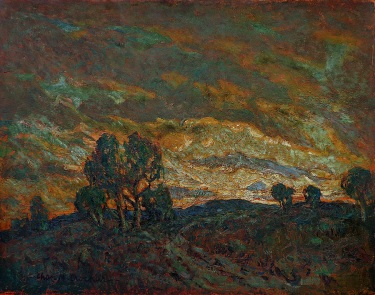 Charles Crocker Dramatic Sunset 30x36 Oil on Board