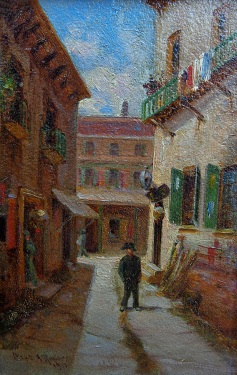 Charles A. Rogers Ross Alley Chinatown San Francisco 8.25x5.25 Oil on Board