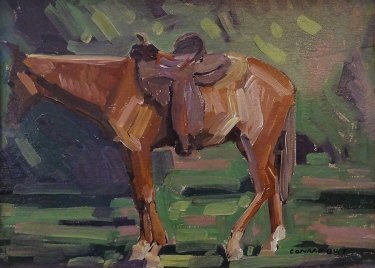 Conrad Buff Saddlehorse 12x16 Oil on Board