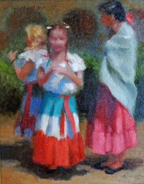 Debra Holladay Colorful Dresses 10x8 oil on board