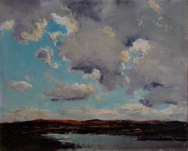 Dedrick Stuber Clouds over the Desert 10x12 Oil on Board