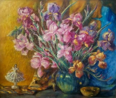 Eleanor Kentner Kohler Irises 25x30 Oil on Canvas