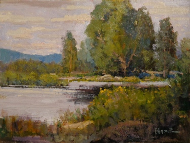 Felice Hrovat Along the Quiet Stream 9x12 Oil on Board