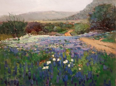 Felice Hrovat Bluebonnets 12x16 Oil on Canvas