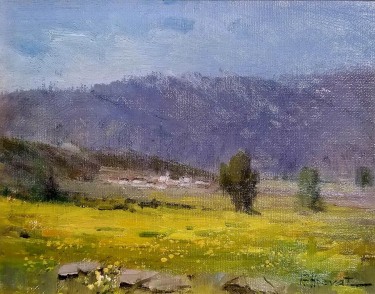 Felice Hrovat California Mustard Field 8x10 oil on board 395