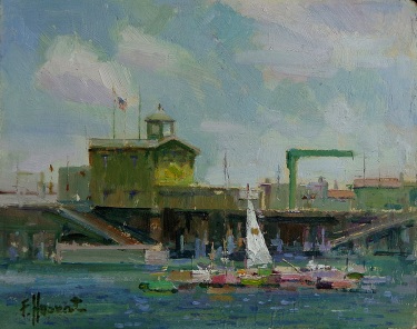 Felice Hrovat Catalina Island Pier 8x10 Oil on Board