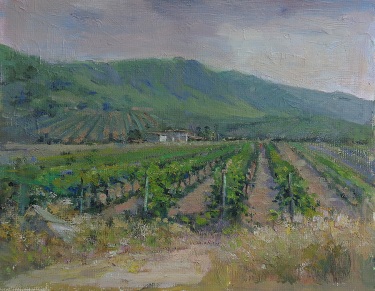 Felice Hrovat Central Valley Vineyard 11x14 Oil on Board