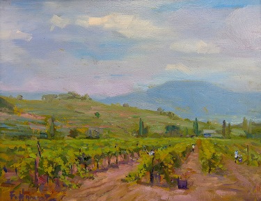 Felice Hrovat "Central Valley Vineyard" 8x10 oil on board