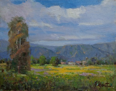 Felice Hrovat Distant Houses-Antelope Valley 11x14 Oil on Canvas