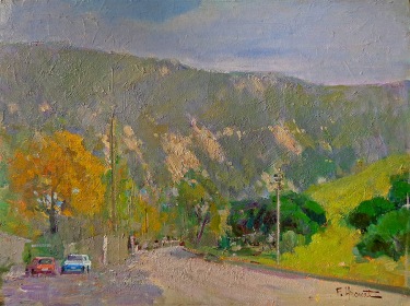 Felice Hrovat Road in Laguna Canyon 12x16 oil on board