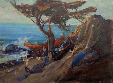 Frederick W. Becker The Monterey Pine 12x16 Oil on Board