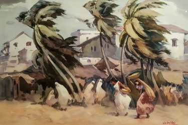 G.D. Arul Raj Windswept 15x22 watercolor