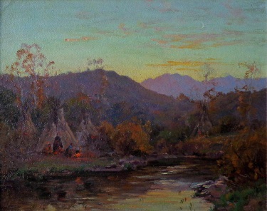 George Melcher Indian Encampment 11x14 Oil on Board