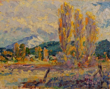 Helen C. Hill Autumn Aspens 8x10 Oil on Board