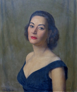 J. Mason Reeves Black Satin dress 24 x 20 oil on canvas