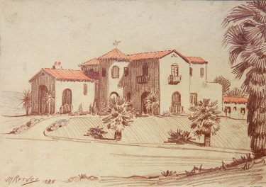 J. Mason Reeves House in Pasadena 7x11 pencil drawing