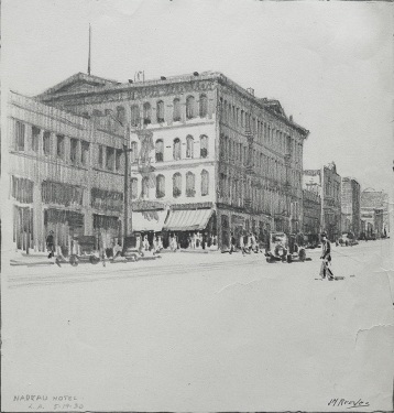 J. Mason Reeves Nadeau Hotel Los Angeles 8x10 pencil drawing