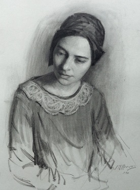J. Mason Reeves The Turban 20x16 pencil drawing