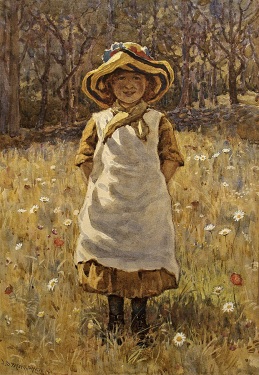 J.S. Moorland Among the Flowers 1886 14x9 Watercolor