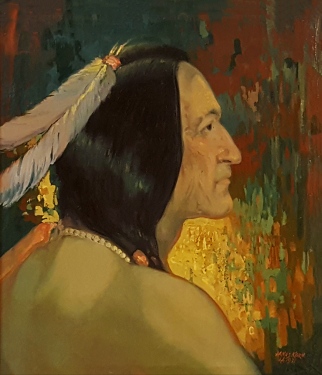 James Korn Indian Brave 14x12 Oil on Canvas