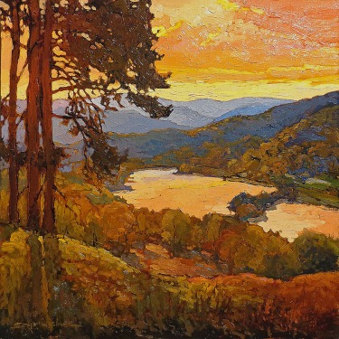 Jan Schmuckal Over the Lake 12x12 Oil on Board