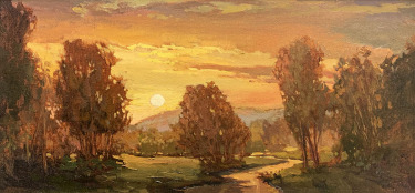 Jan Schmuckal Sunset on the Meadow 12x24 Oil on Canvas