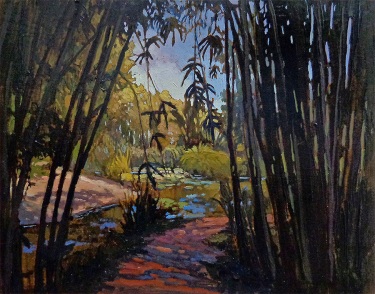 Jan Schmuckal Through the Bamboo 11x14 Oil on Board
