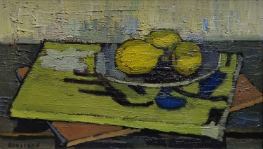 Jaques Boussard Still Life with Lemons 10.5x18 Oil on Canvas
