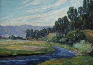 John Dominique Around the River Bend 10x14 Oil on Board