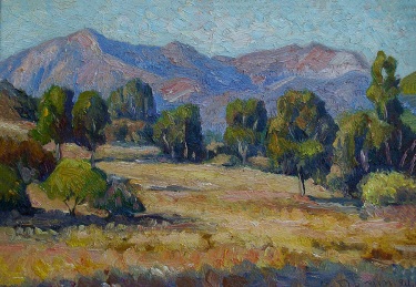 John Dominique Hills near Santa Barbara 10x14 Oil on Board