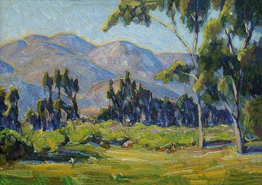 John Dominique Sunlit Hills Santa Barbara 10x14 Oil on Board