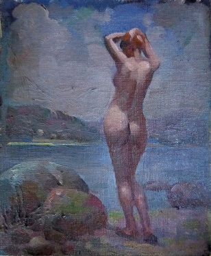 Joseph Newman Shoreline Nude 10x8 Oil on Canvas Board