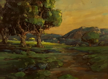 Karl Schmidt California Oaks 12x26 Oil on Metal