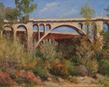 Linda Brown Bridge in Spring 8x10 Oil on Canvas Board