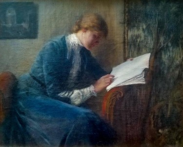 Unknown-Artist-A-Woman-Reading-16x20-oil-on-canvas