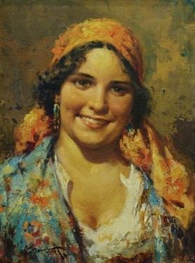 A Villone A Gypsy Girl 16x12 Oil