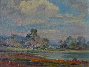 Albert de Rome Elkhorn Slough near Moss Landing Monterey 6x8 Oil on Canvas
