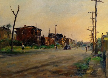 Alfred Mira Street in Newark 12x16 Oil on Canvas