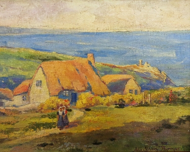 Alice Blair Thomas Cottages by the Sea 9x12 Oil on Board