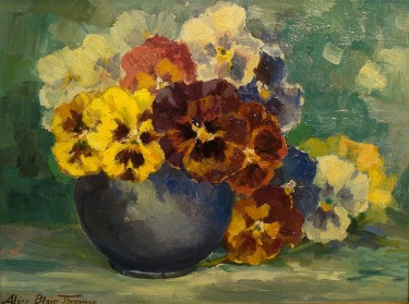 Alice Blair Thomas Pansies 9x12 Oil on Board