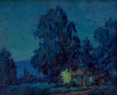 Alta West Salisbury California Adobe in Moonlight 18x22 Oil on Canvas