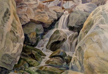 Ben Carre Rushing Waters Tahquitz Canyon Palm Springs 12x20 Watercolor