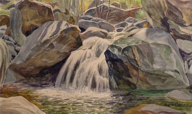 Ben Carre Scorpian Falls Tahquitz Canyon Palm Springs 10x15 Watercolor