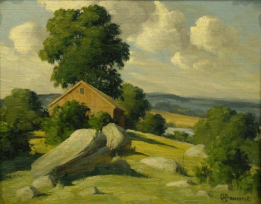 Bertram George Bruestle Hilltop Home 8x10 Oil on Board