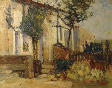 Charles Dehoy Front Steps of the Chateau 16x20 Oil on Board