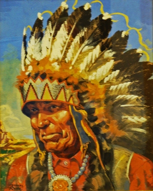 Charles Ryan Indian Chief 16x12 Gouache