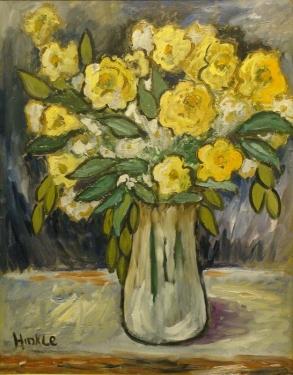 Clarence Hinkle Yellow Roses 20x16 Oil on Board