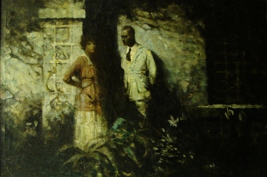 Clark Fay The Converstaion 26x36 Oil on Canvas